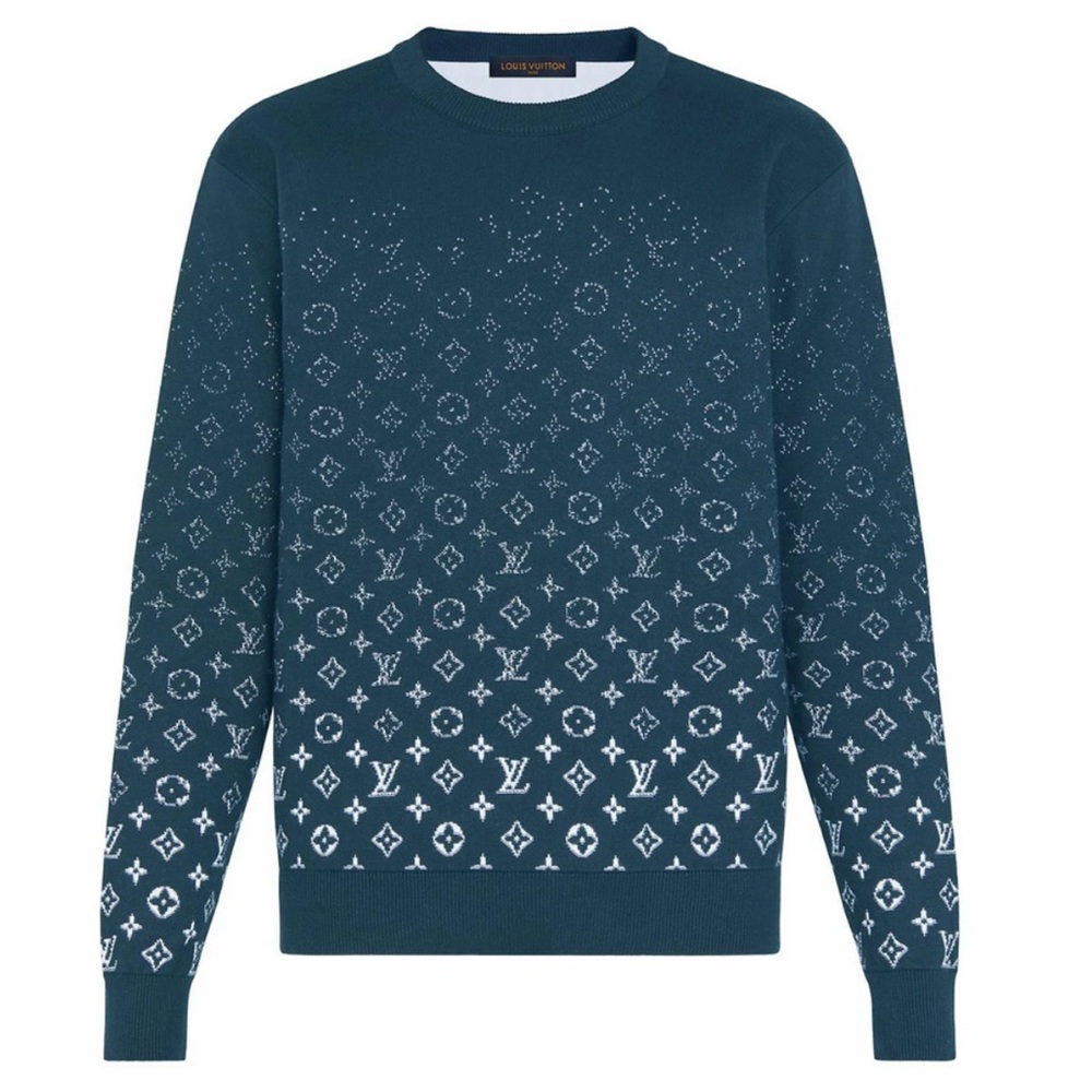 Louis Vuitton Monogram Degrade Blue Canard Teal White Logo Crewneck
Sweater M